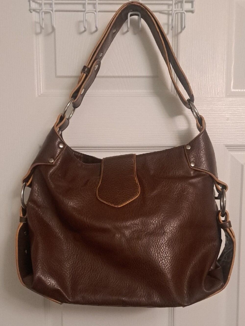 Matt & Nat Large Brown Faux Leather Slouchy Hobo Shoulder Bag - Picture 7 of 8
